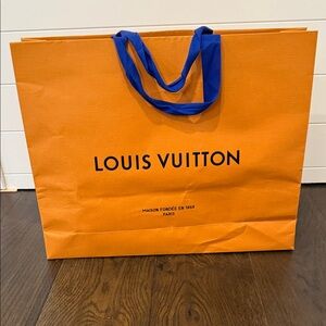 Authentic Louis Vuitton Bold Orange Bag with Blue Handles